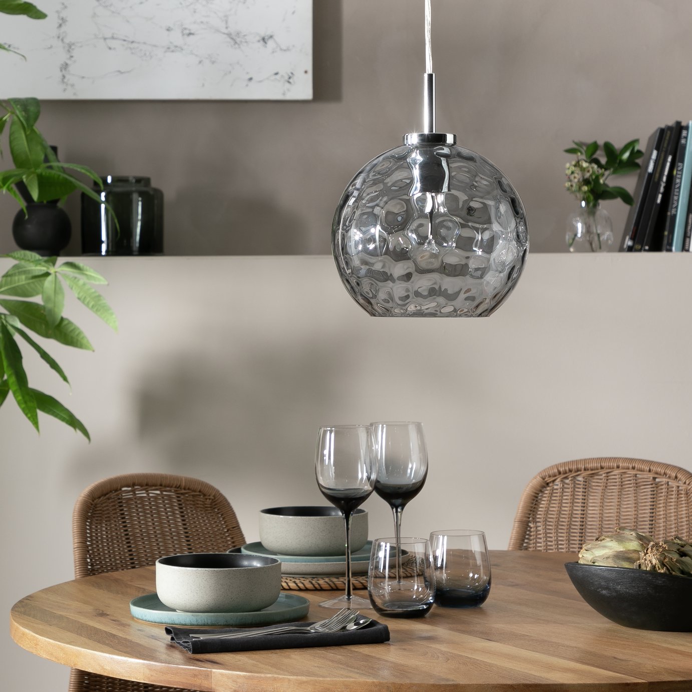 Argos Home Luxe Glass Pendant Light - Chrome