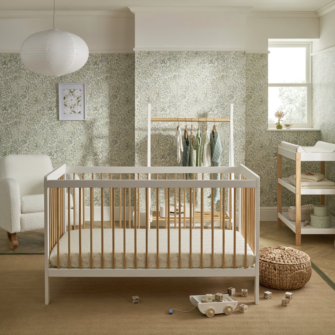 Cuddleco Nola Cot Bed - White and Natural