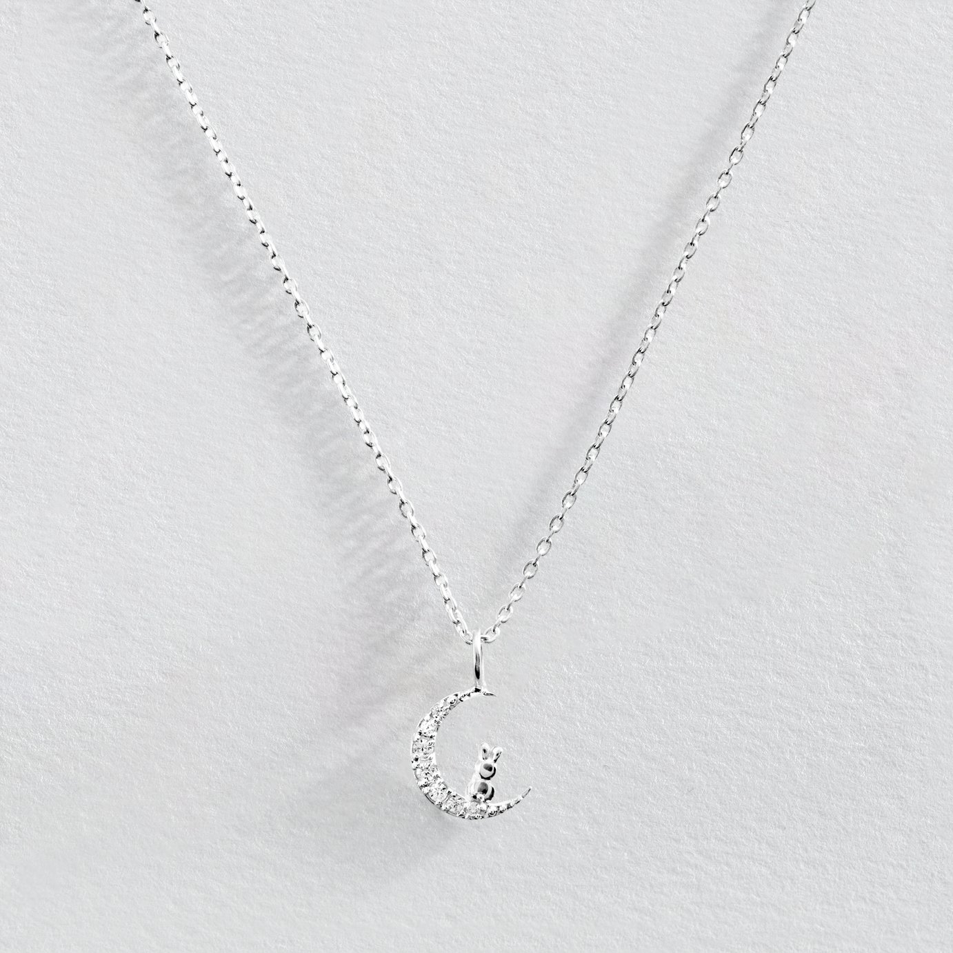 Revere Sterling Silver Bunny In the Moon Necklace