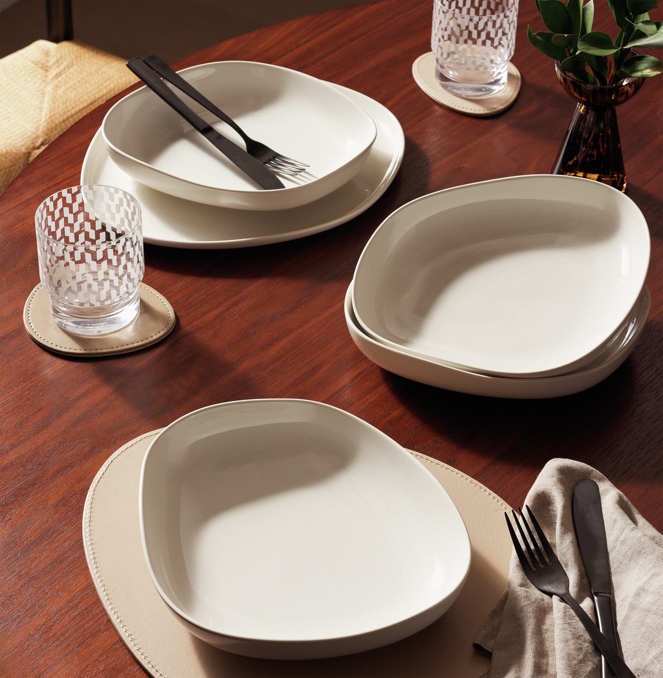 Habitat x Scion 4 Piece Stoneware Pasta Bowls - White