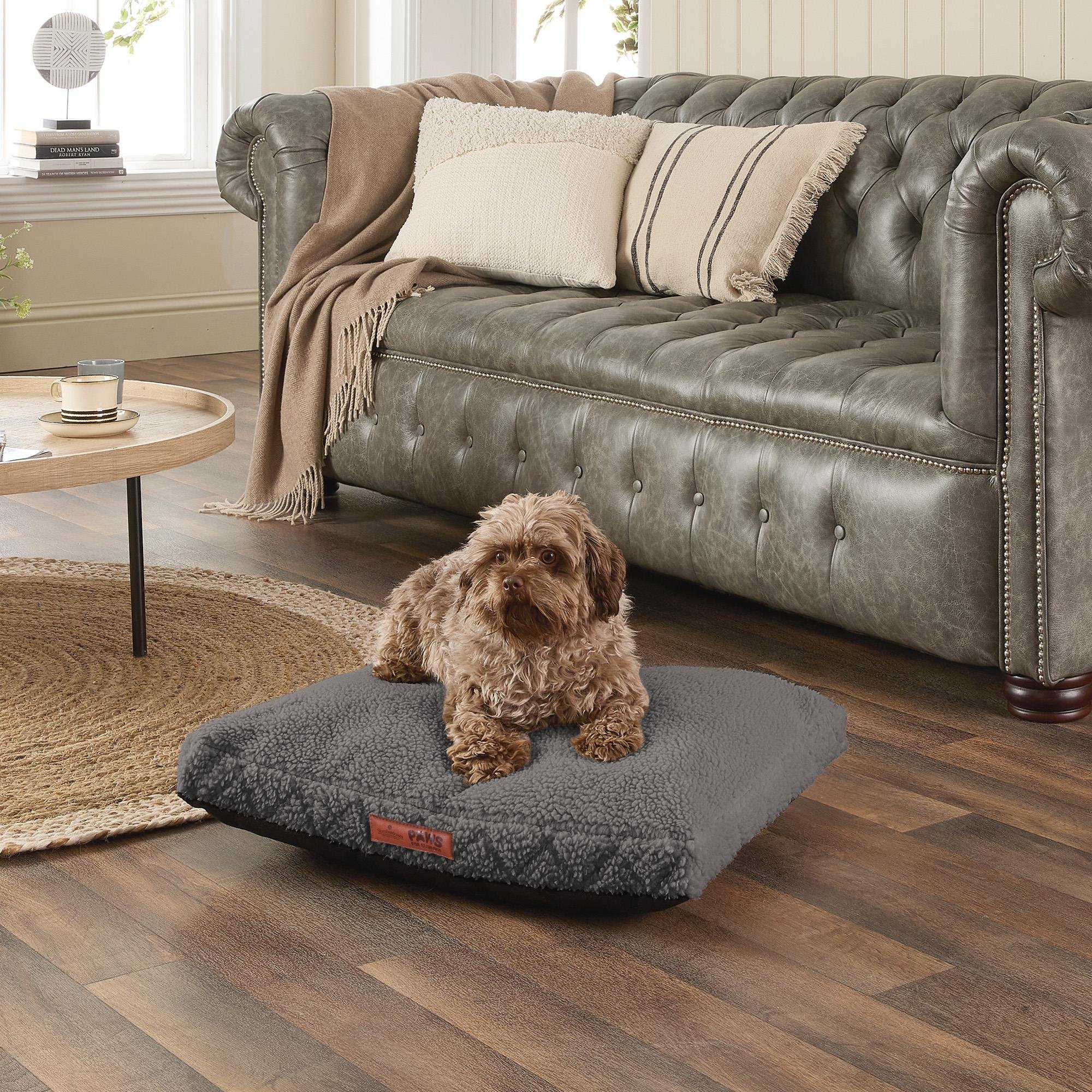Paws For Slumber Sherpa Silver Pet Bed