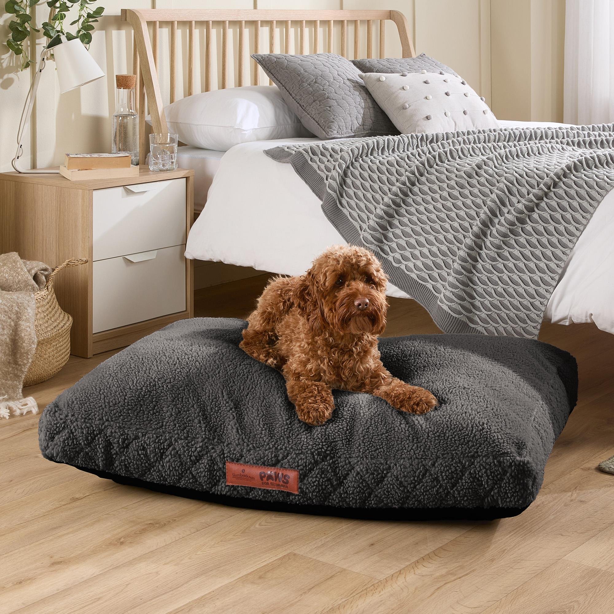 Paws For Slumber Sherpa Charcoal Pet Bed-Large