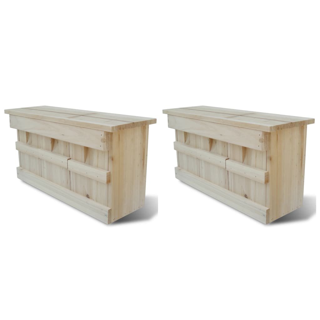 Walplus Solid Wood Nest Box Set of 2 - Natural - 44 x 15.5 x 21.5 cm