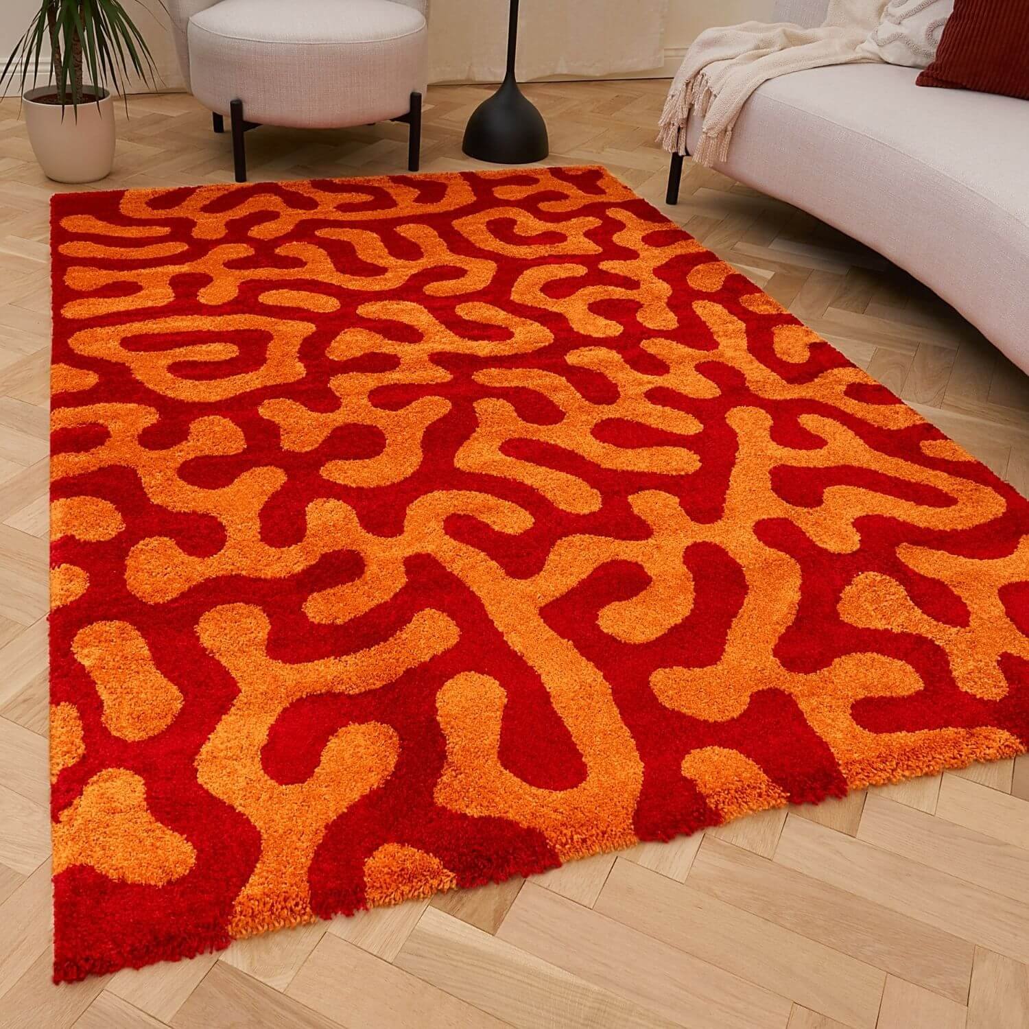 The Rugs Red Joli Abstract Rug - 80 x 150cm