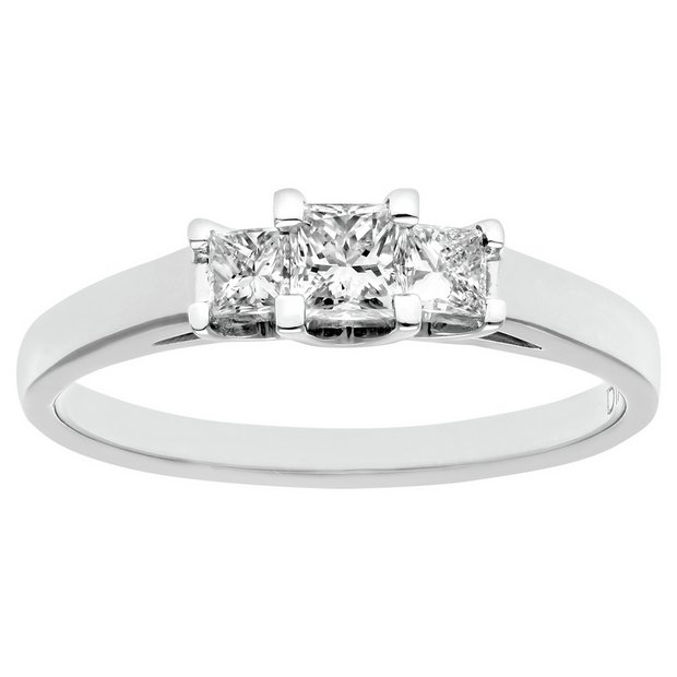 Buy 18ct White Gold 0.50ct Diamond Princess Cut Diamond Ring - J at ...