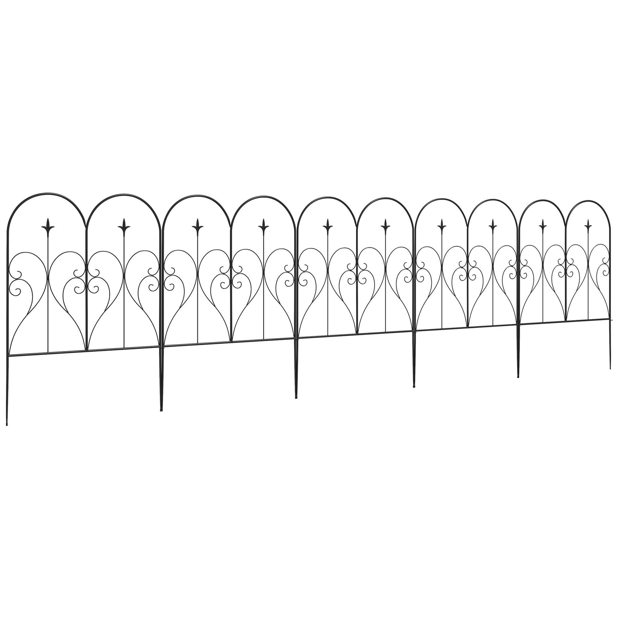 Outsunny 5  Metal Decoration Garden Fence - Black