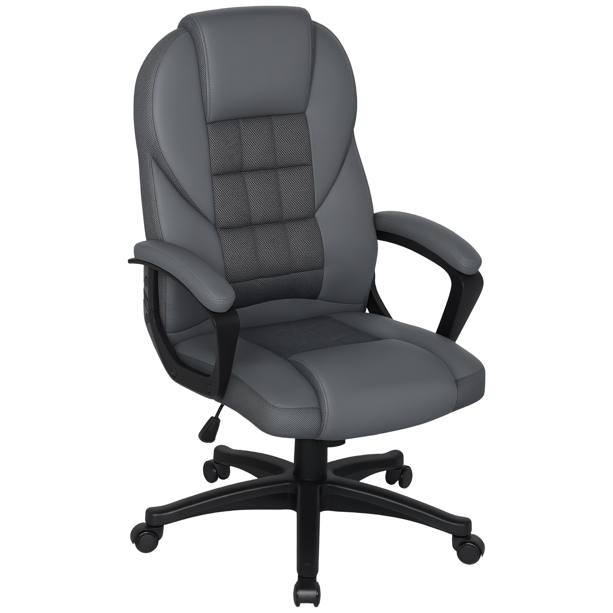 HOMCOM Faux Leather Adjustable Swivel Office Chair - Charcoal Grey