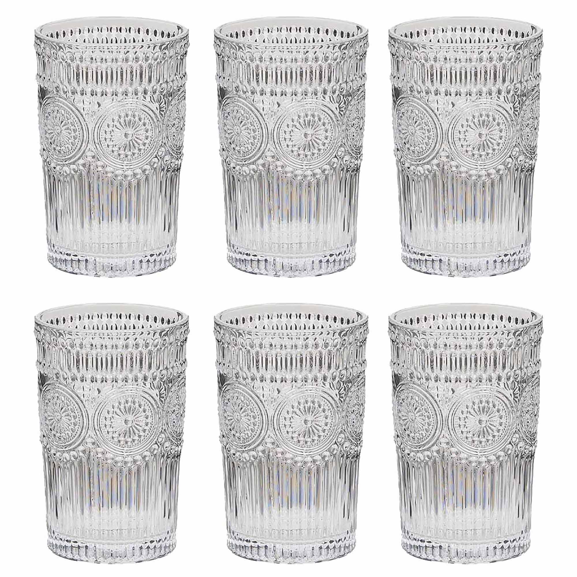 Dibor Set of 6 Palmas 355ml Glass Highball Glasses - Clear