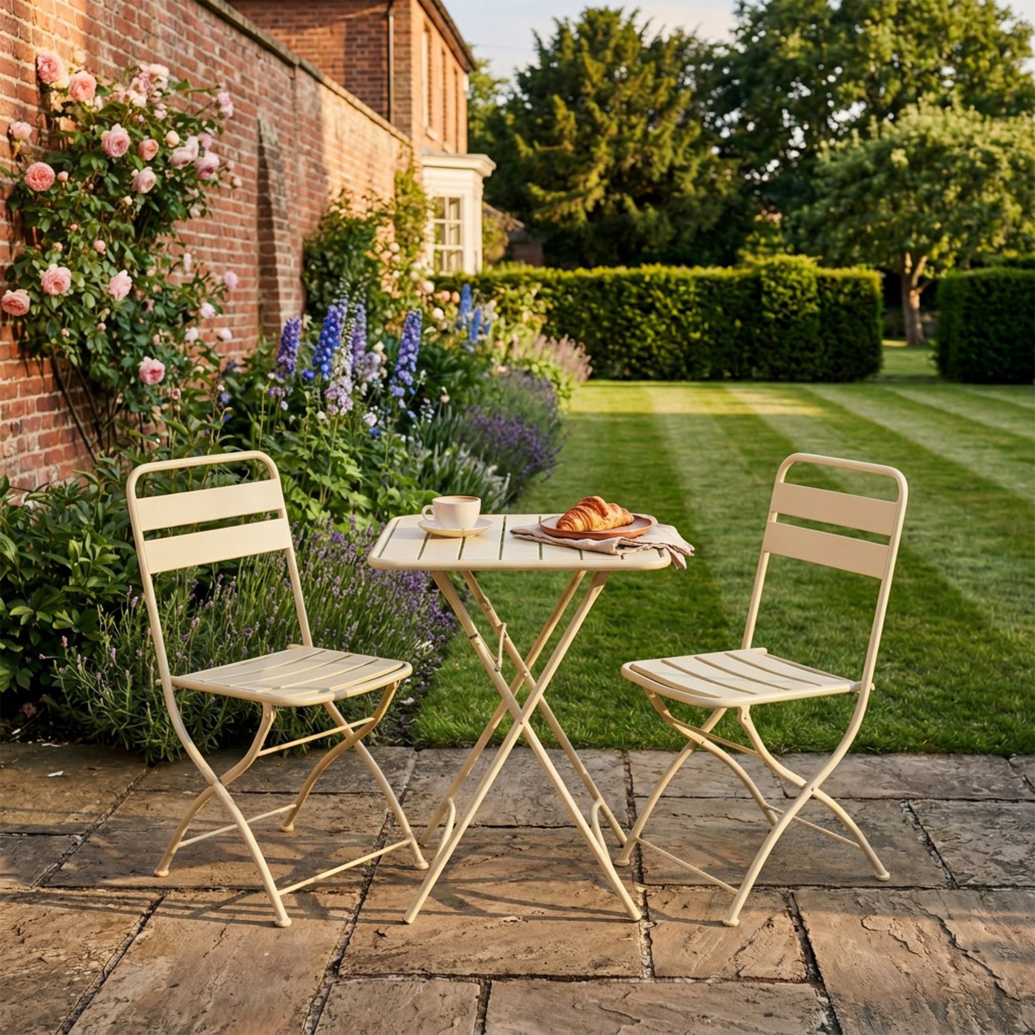 Artemis Home 2 Seater Metal Folding Bistro Set - Beige