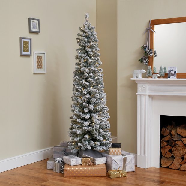 Buy Habitat 6ft Pre lit Snowy Slim Christmas Tree Christmas trees Argos