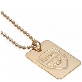 Gold Plated Arsenal Dog Tag & Ball Chain.