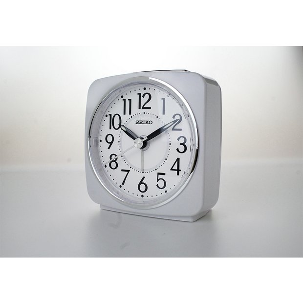 Buy Seiko White Sweep Second Hand Square Alarm Clock | Clocks | Argos