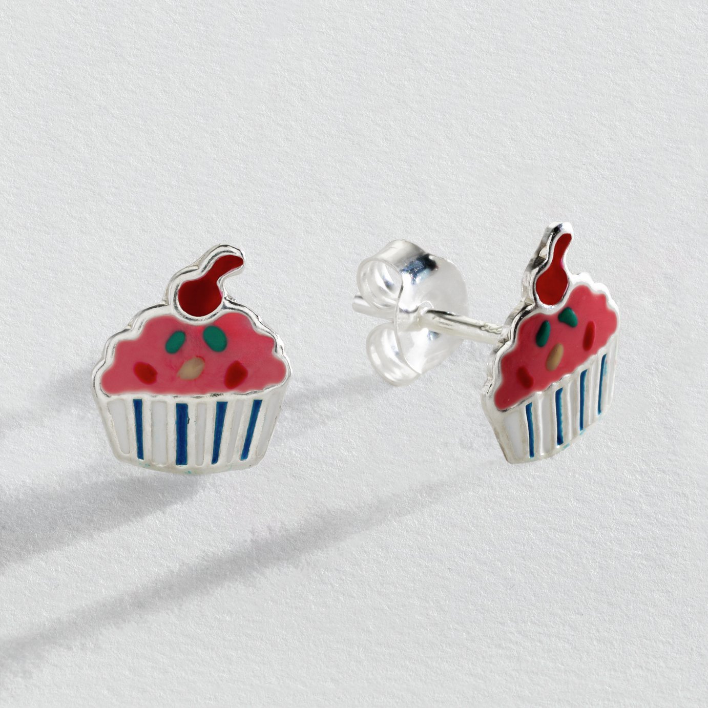 Revere Sterling Silver Cupcake Enamel Stud Earrings