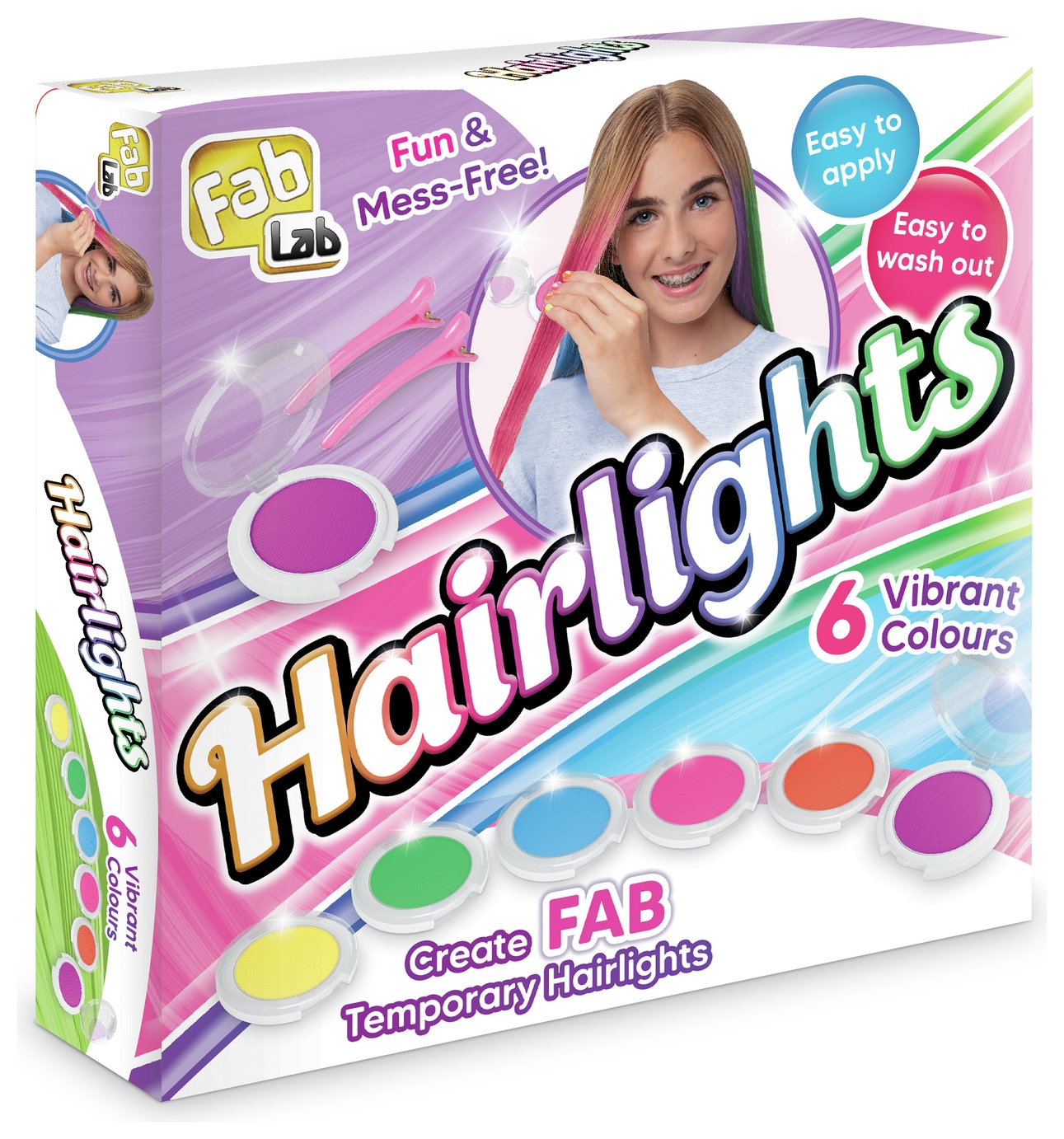thumbnail image 2 of Neon Hairlights Kit - Glow In Dark Hair Chalk & Gel For Kids Creative Styling 2 of 12