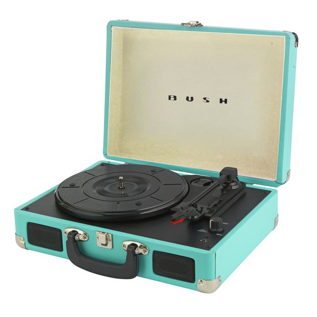 Buy Bush Classic Retro Portable Case Record Player - Teal | Record players turntables | Argos
