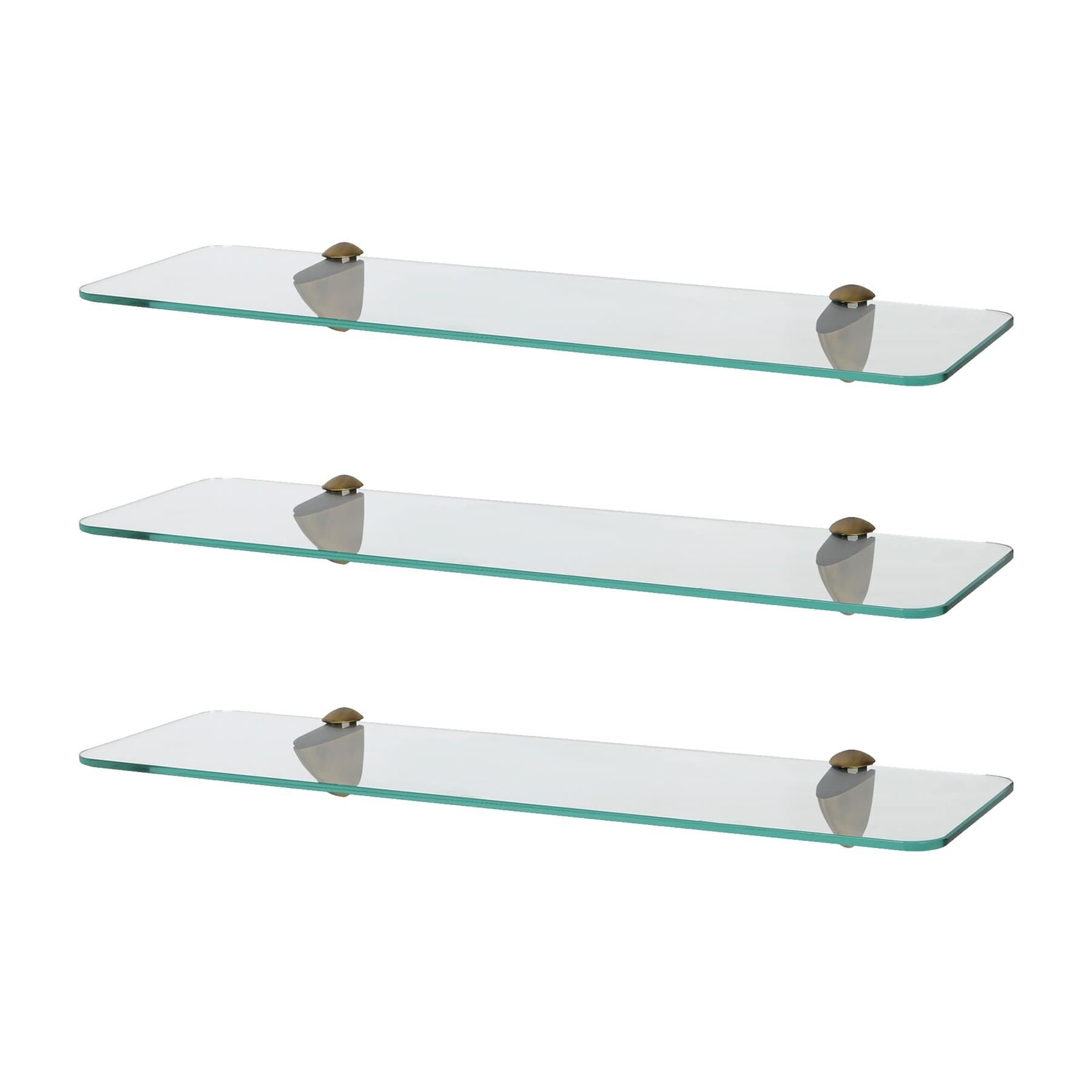 Harbour Housewares 50cm Rounded Glass Bathroom Shelves Set of 3 - Gold