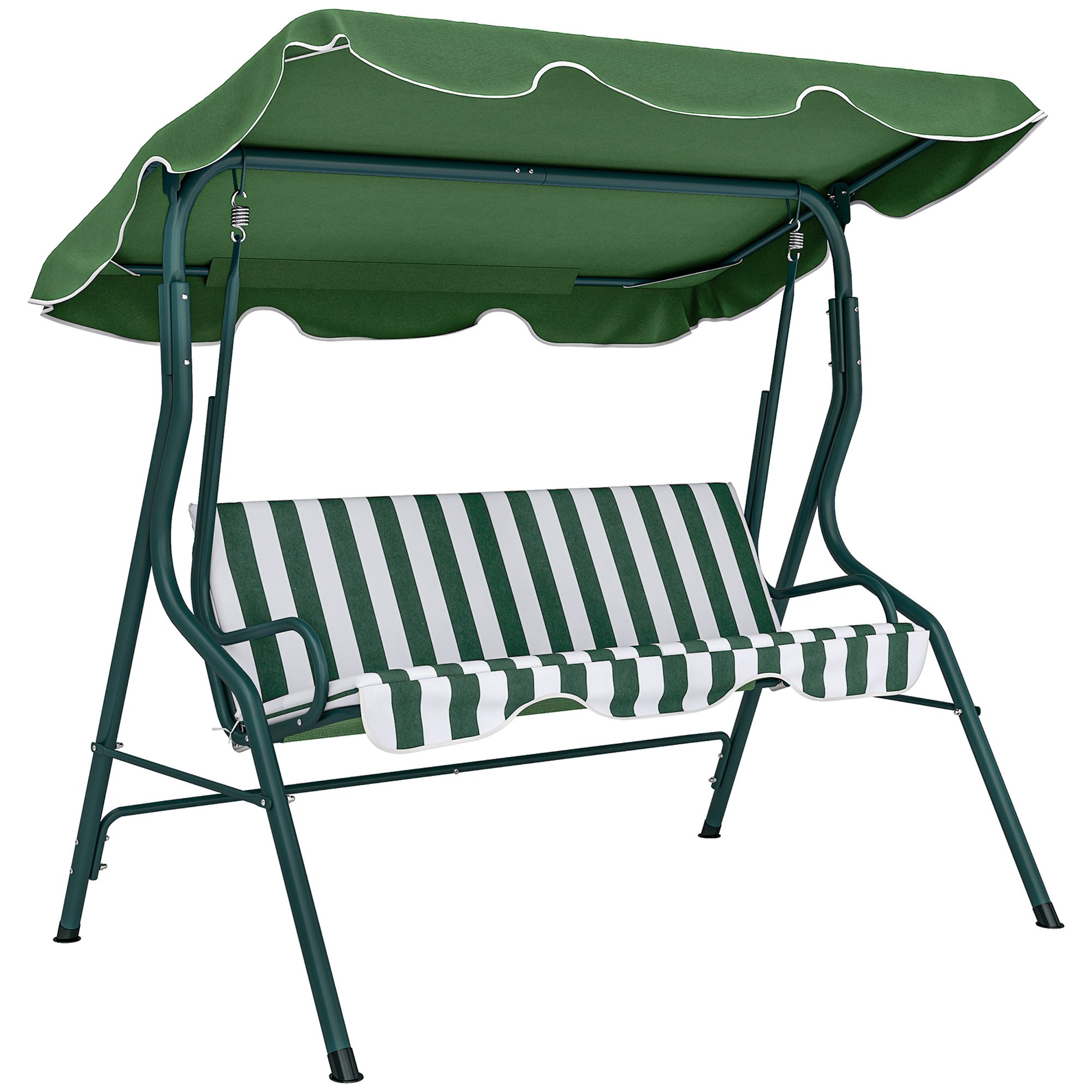 Outsunny 3 Seater Adjustable Garden Egg Swing Chair - Green