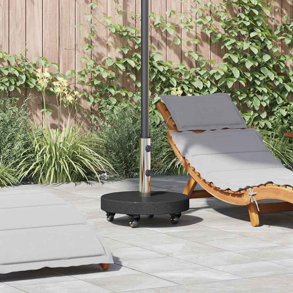 Walplus Parasol Base 30kg Granite and Round - Black - 45 x 45 x 45 cm