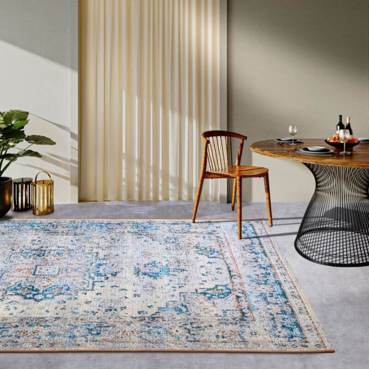 Villeroy & Boch Blue Pierre 1767 Indoor Outdoor Rug - 120 x 180cm