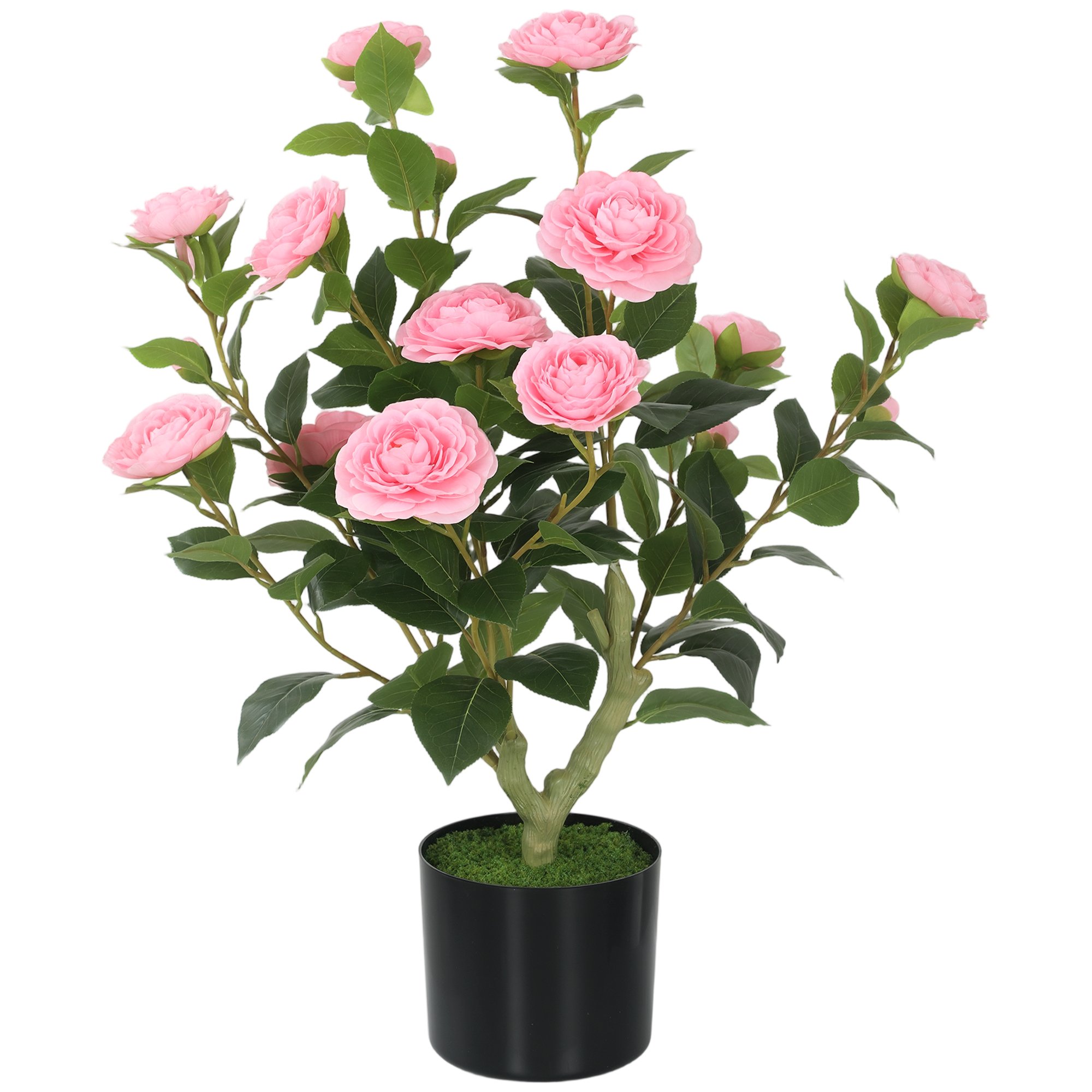 HOMCOM Artificial Camellia Flower Plant in Pot - Pink