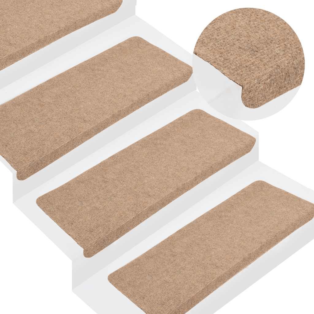 Walplus Pack of 15 Needle-Punched Stair Mats - Beige - 65 x 24.5 cm