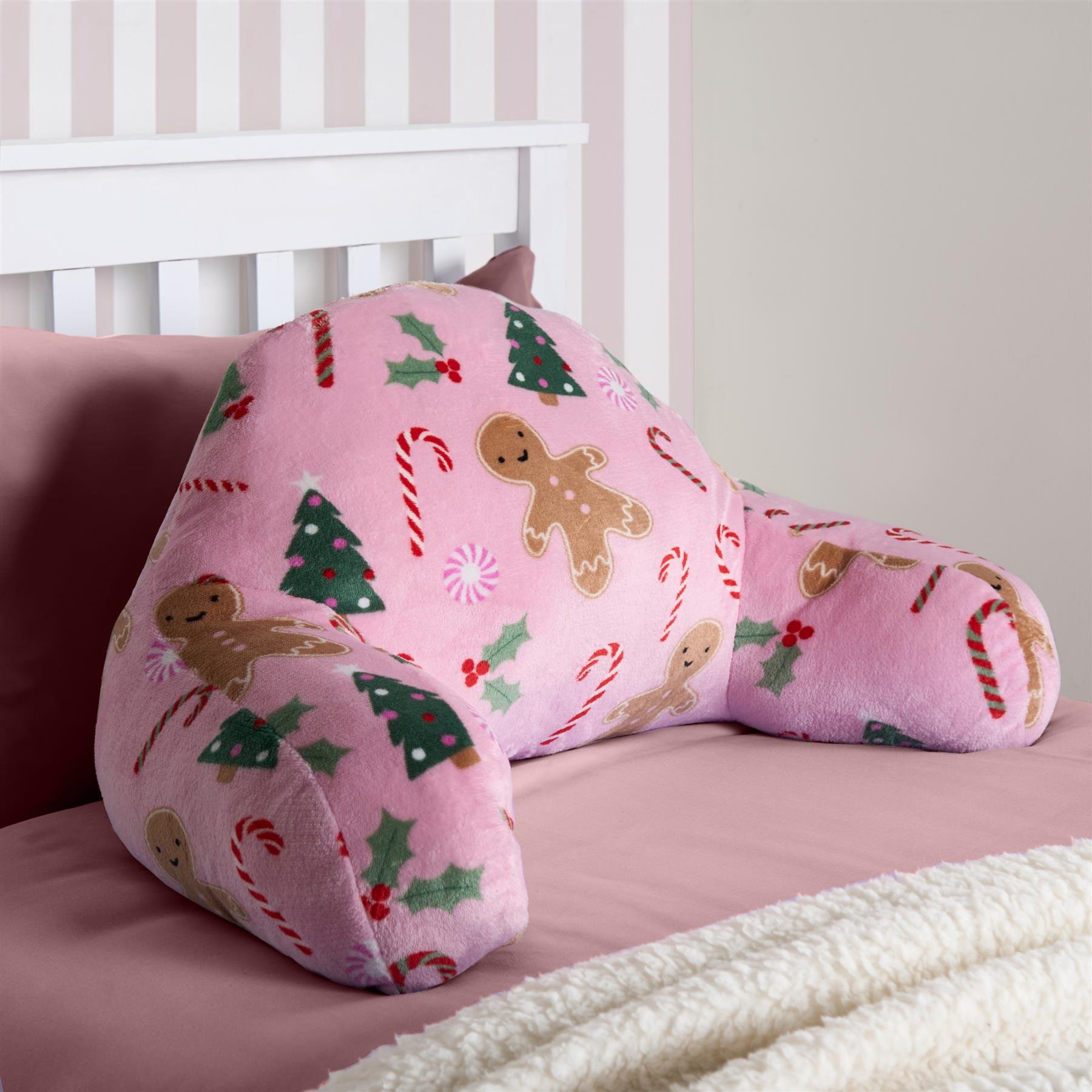 OHS Kids Gingerbreadman Fleece Cuddle Cushion - Pink