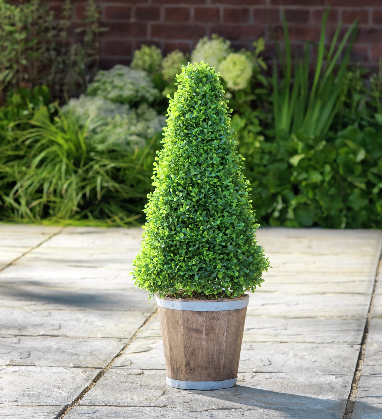 Garden by Sainsbury's Faux Cone Tree Wooden Pot