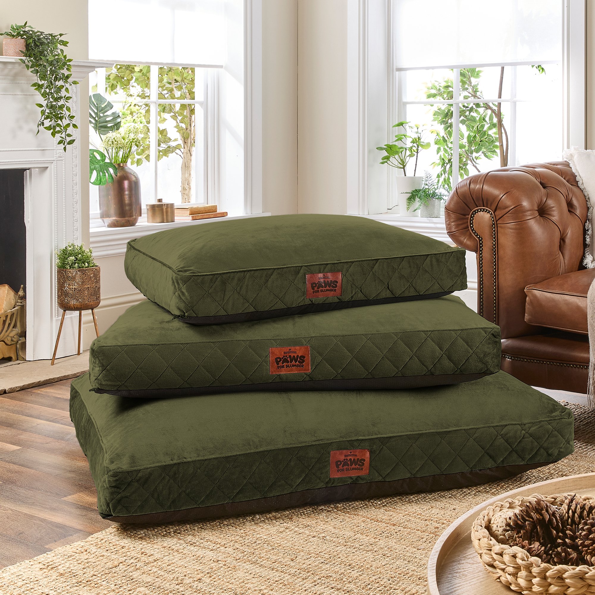 Paws For Slumber Luxury Forest Green Pet Bed
