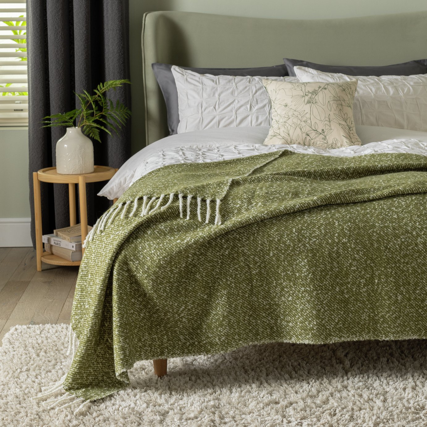 Habitat Faux Mohair Throw - Moss Green - 125x150cm