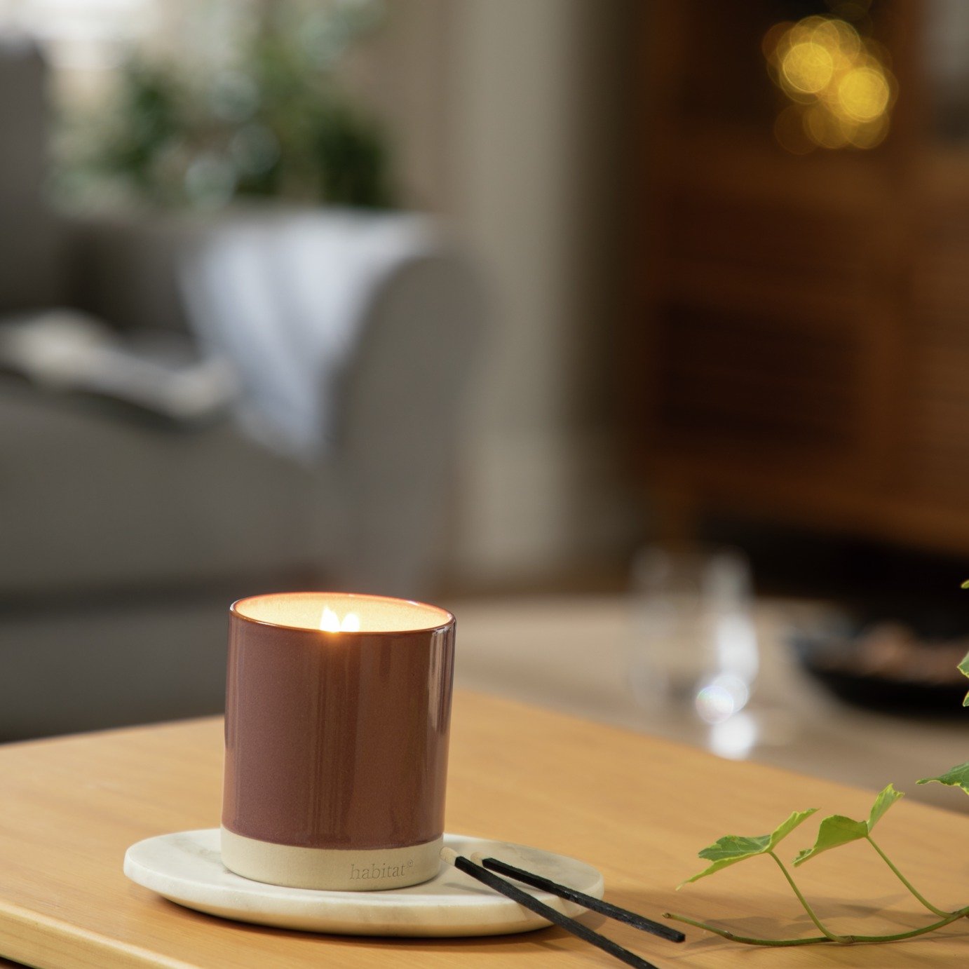Habitat Small Ceramic Scented Candle - Patchouli & Plum