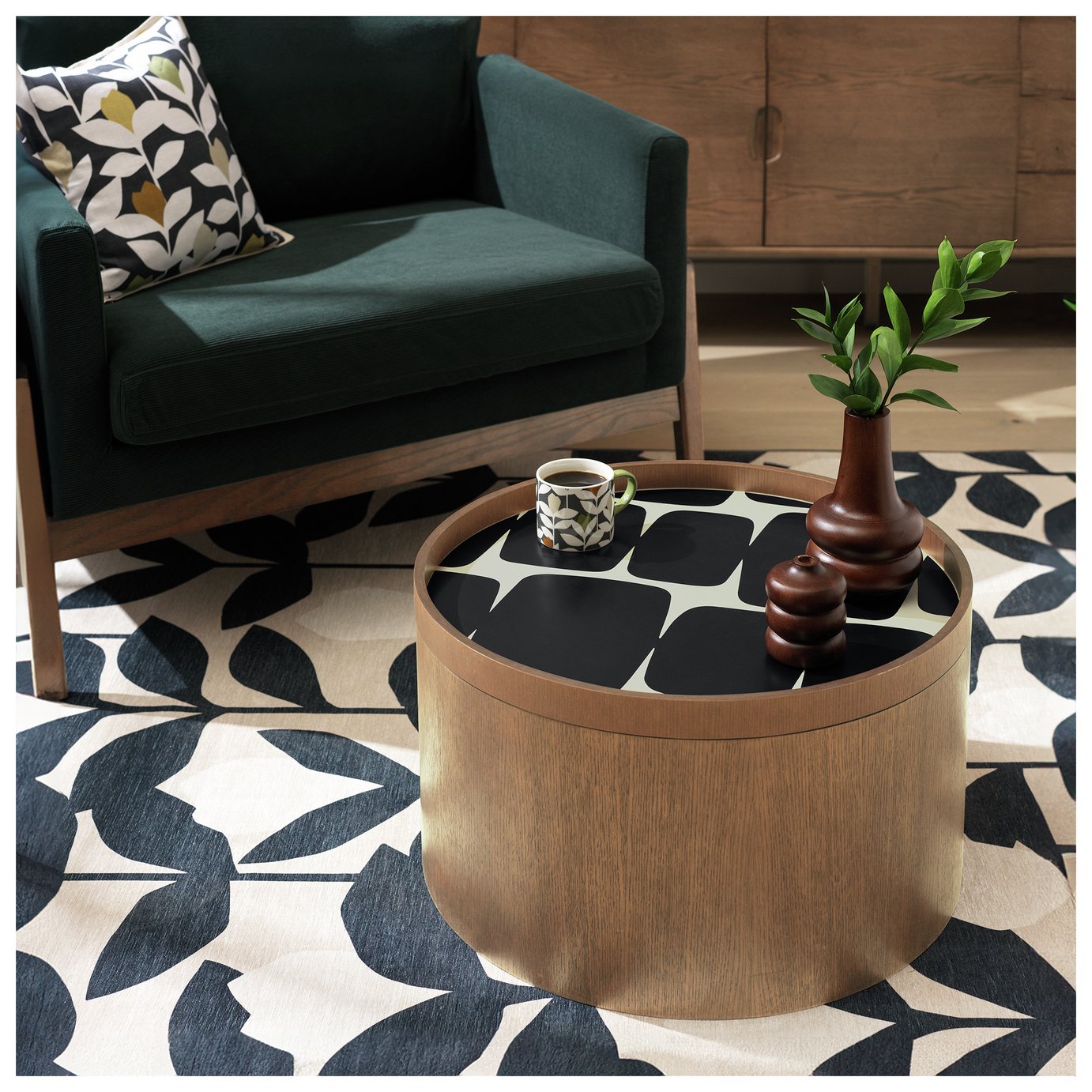 Habitat x Scion Esala Round Coffee Table - Walnut Stain