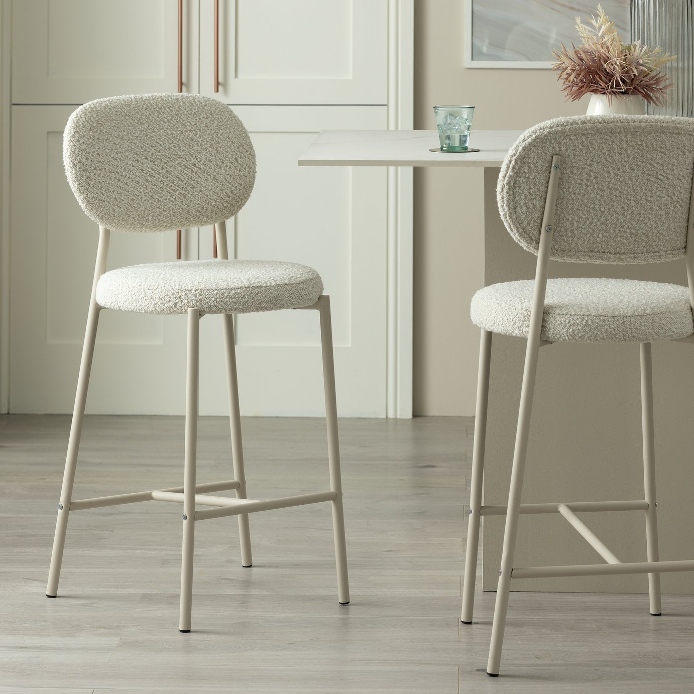Habitat Orson Boucle Counter Bar Stool - White