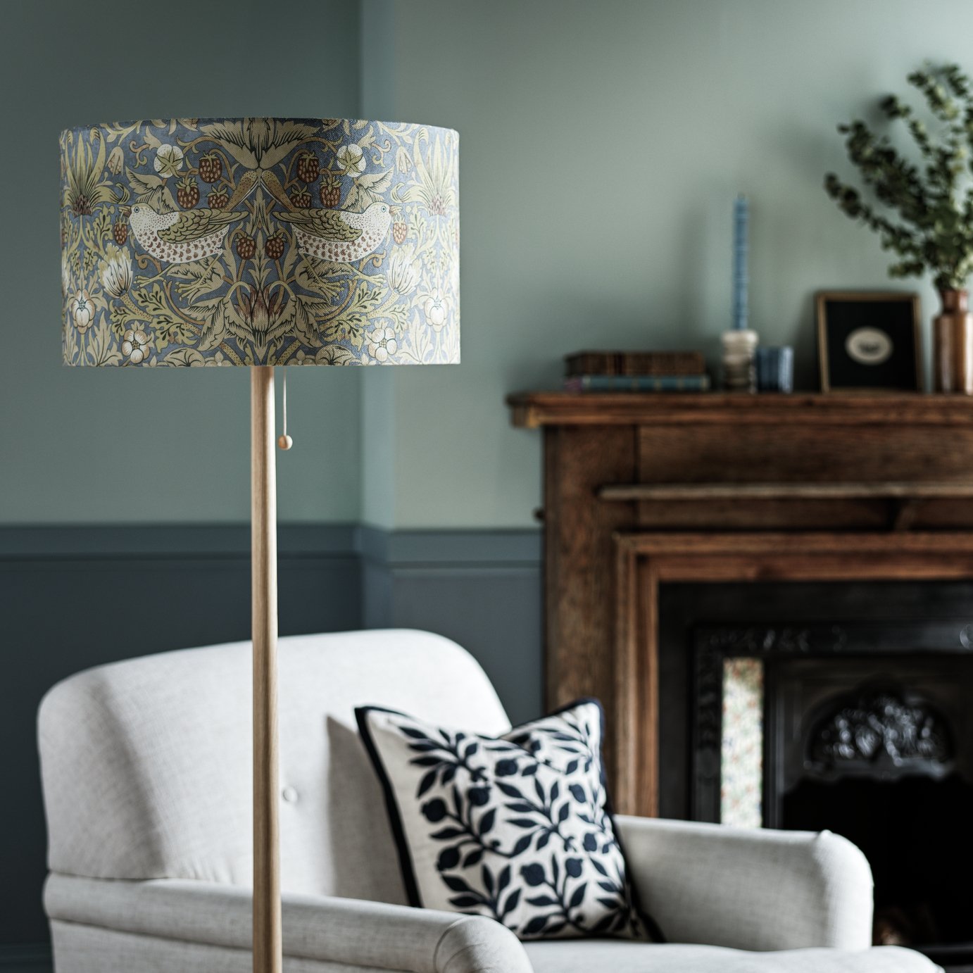 Habitat x Morris & Co Blue Strawberry Thief Lampshade - 45cm