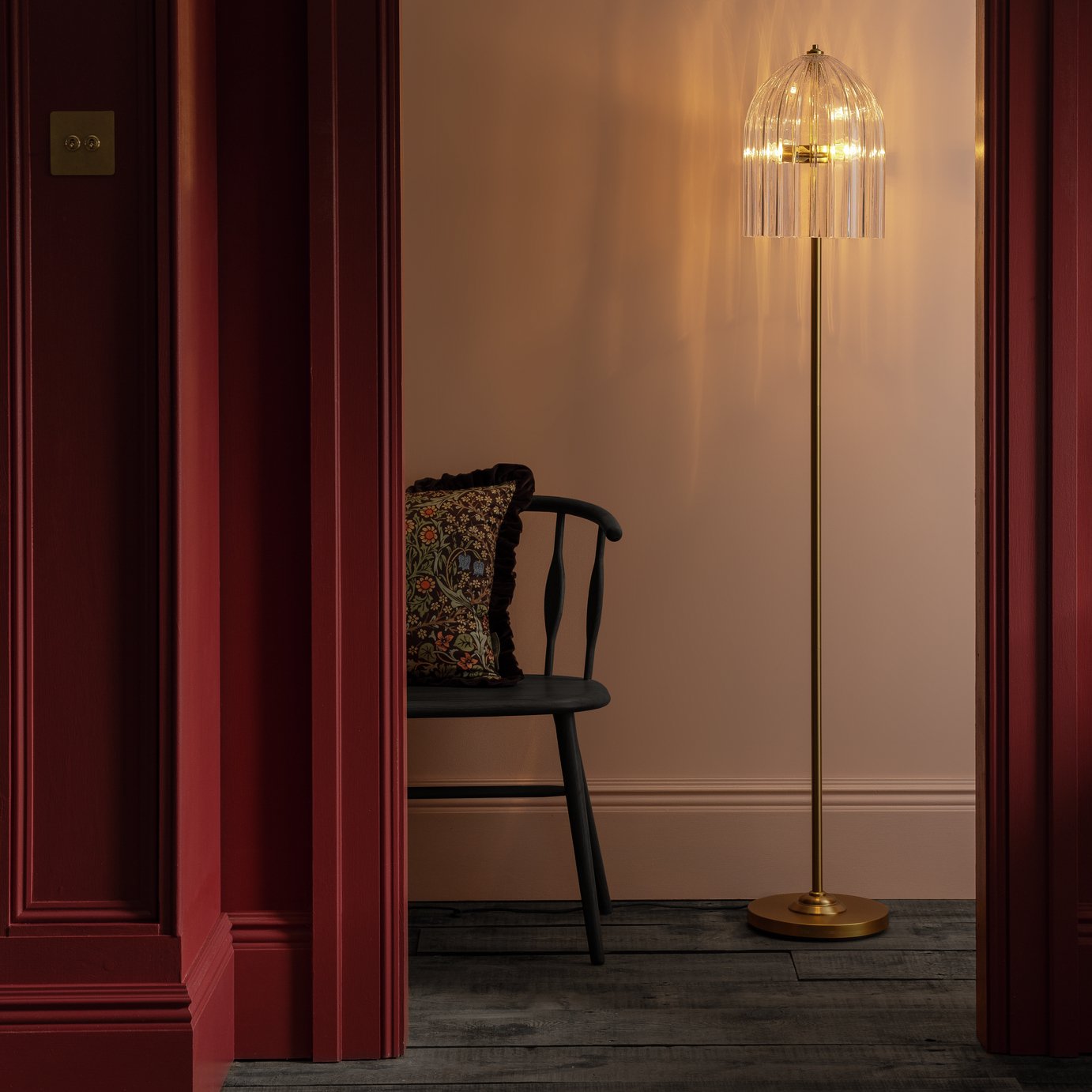 Habitat x Morris & Co. Glass & Brass Cloche Floor Lamp