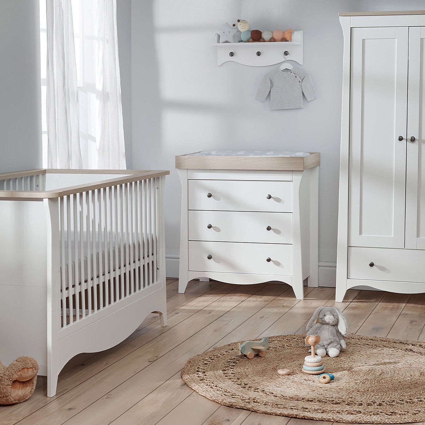 Cuddleco Clara 3 Piece Nursery Furniture Set - Ash & White