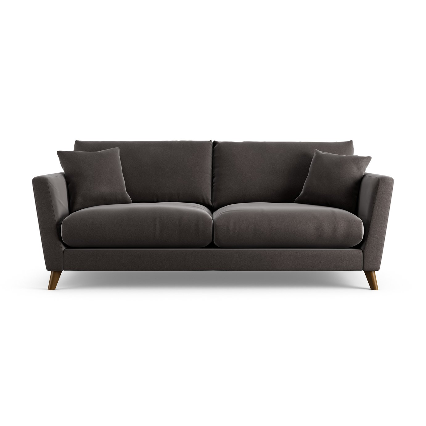 Habitat Lomond Velvet 4 Seater Sofa - Grey - Dark Leg