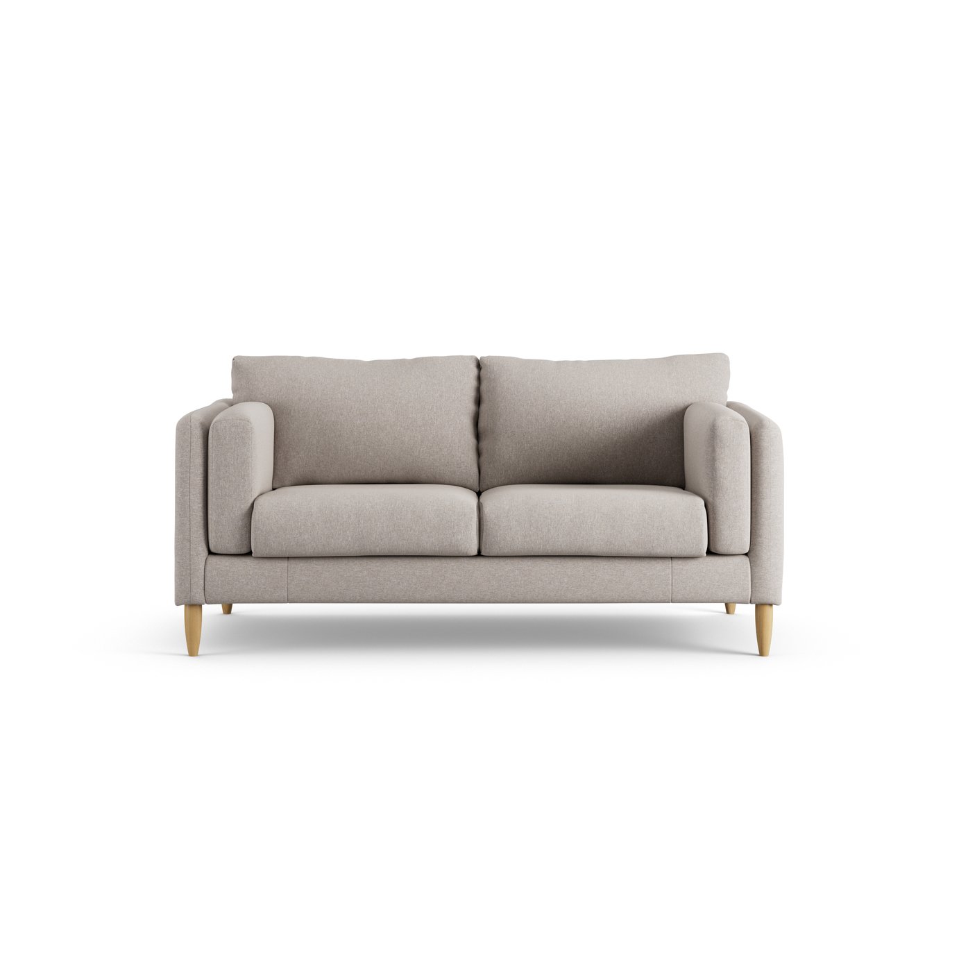 Habitat Newington Fabric 2 Seater Sofa - Stone - Ash Leg