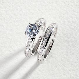 Revere Sterling Silver Cubic Zirconia Bridal Ring Set