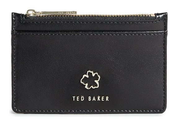 Ted Baker Flower Eyelet Zip Black Card Holder