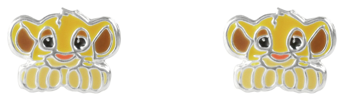 Disney Sterling Silver Enamel Simba Stud Earrings 