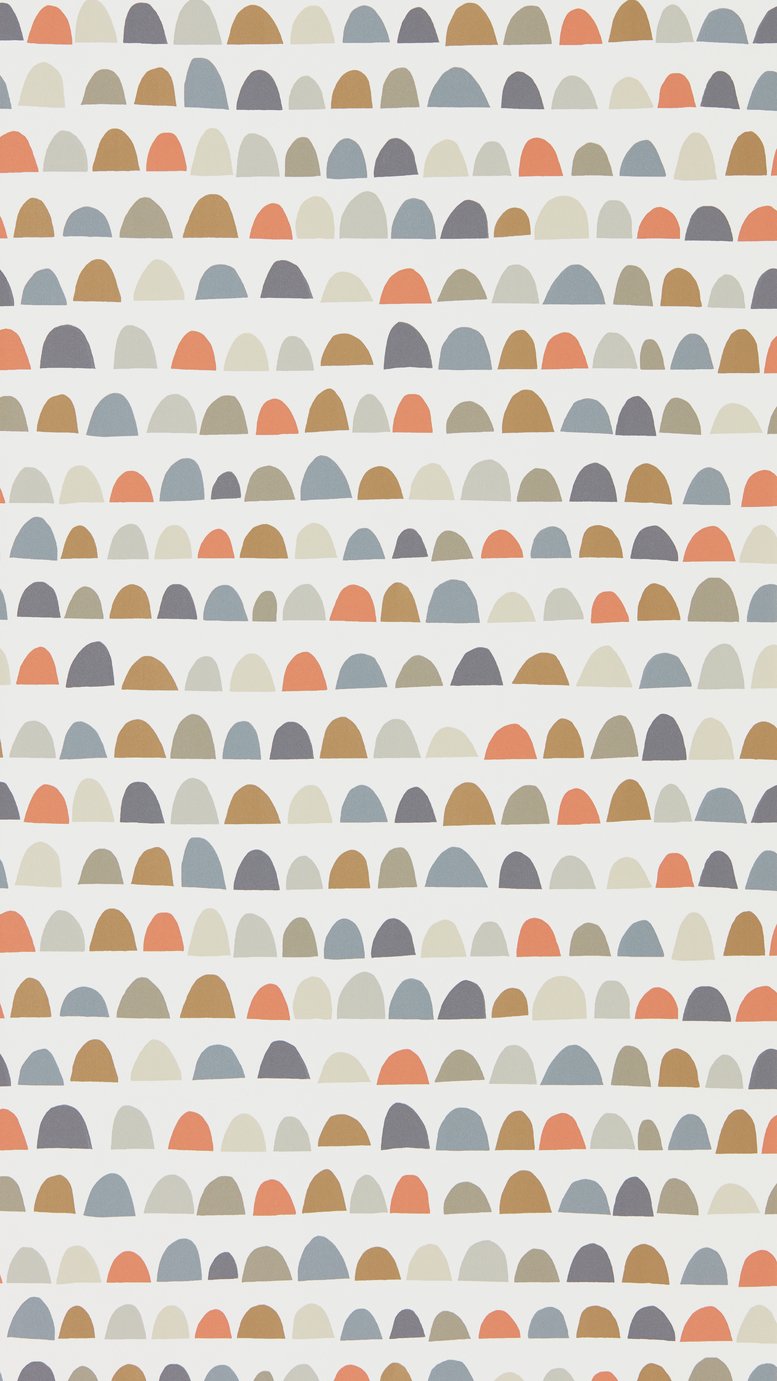 Scion Irregular Half Moon Shape Nutmeg Paprika Jet Wallpaper