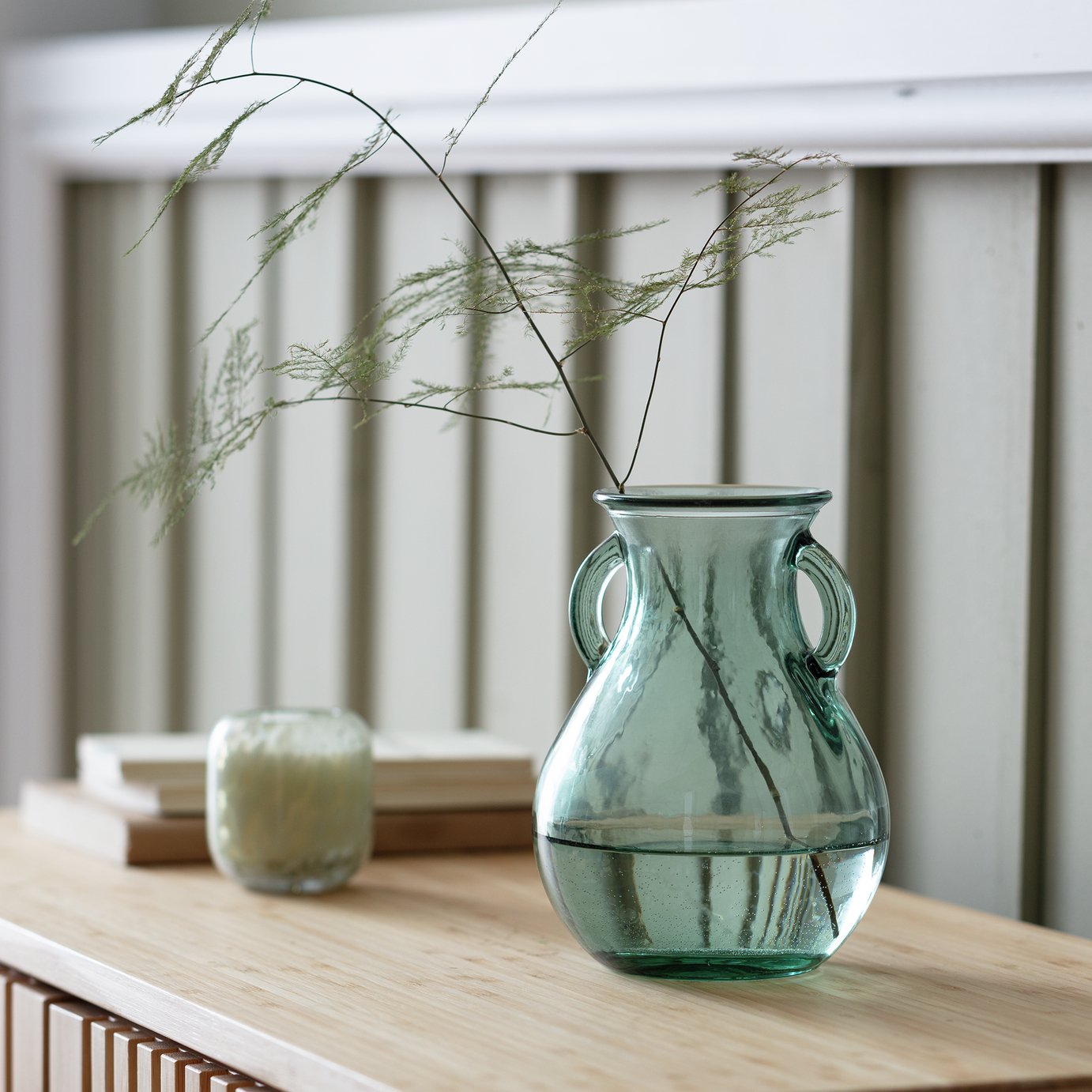 Habitat Small Handled Glass Vase - Green