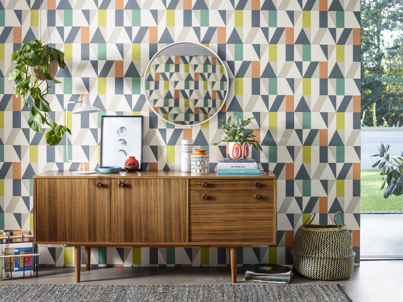 Scion Nuevo Citrus Paprika Forest Wallpaper