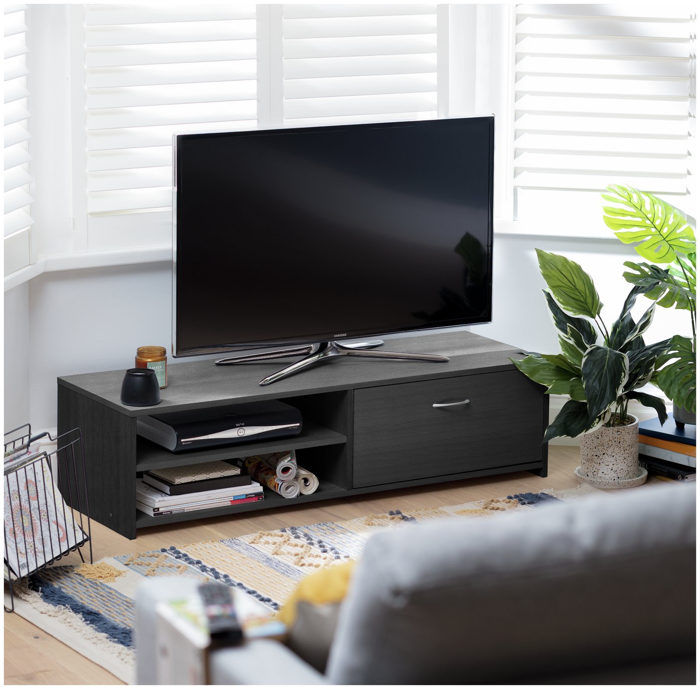 Argos Home Squares 1 Drawer TV Unit - Black