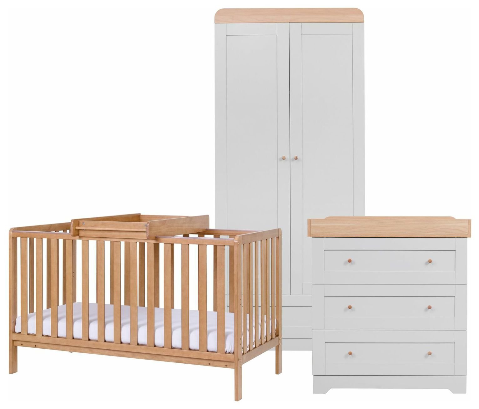 Tutti Bambini Malmo 3 Piece Nursery Furniture Set - Grey