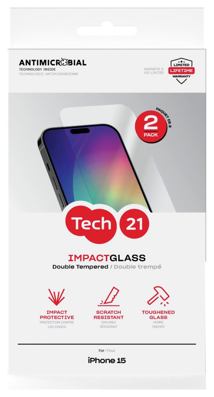 Tech21 iPhone 13/14/15/16e Screen Protector - Pack of 2