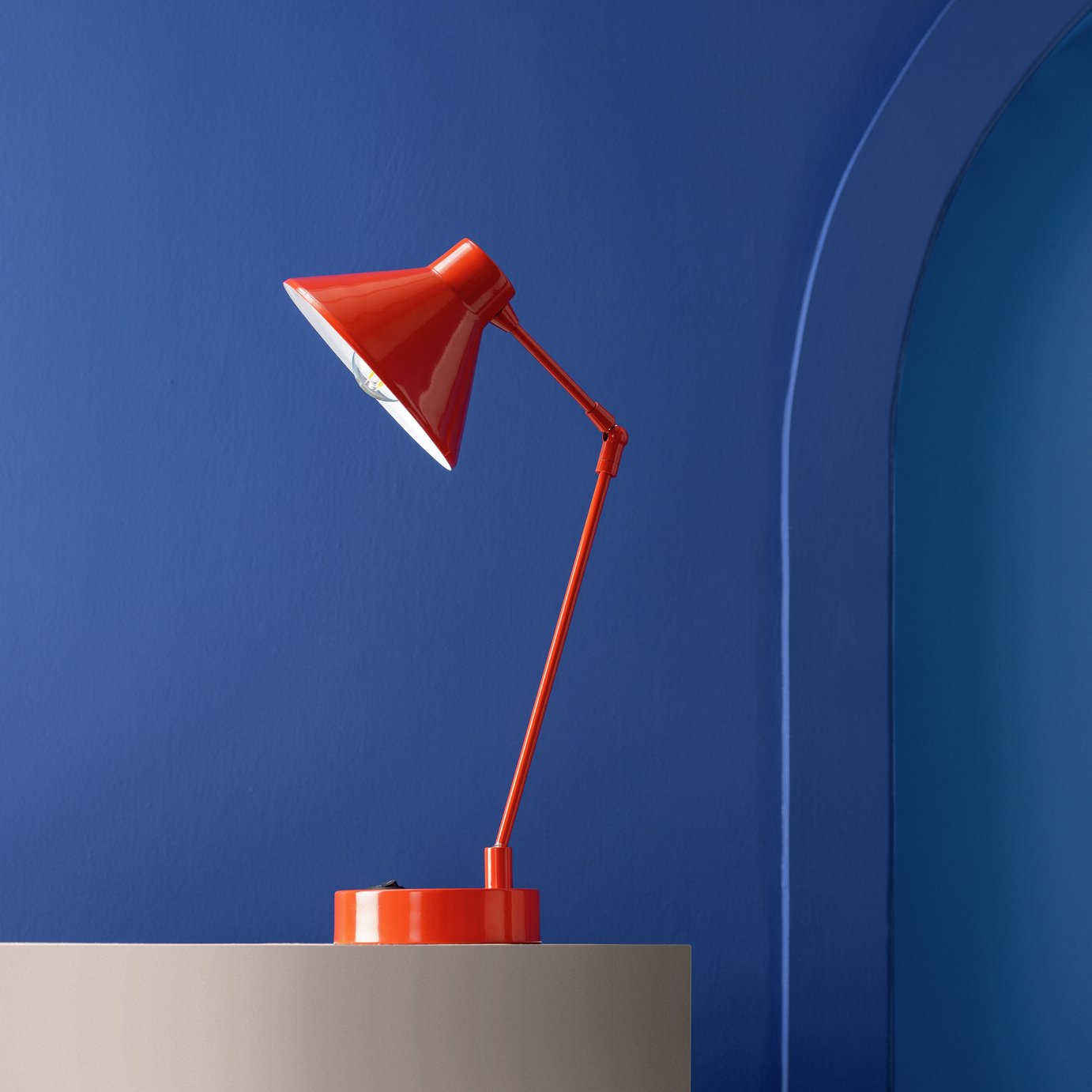 Habitat 60 Bobby 52cm Metal Table Lamp - Red