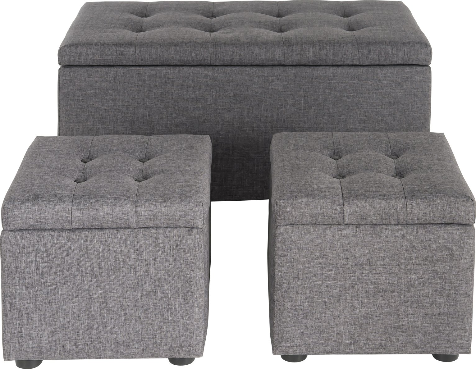 Argos Home Wendover Fabric Ottoman with Stools - Grey