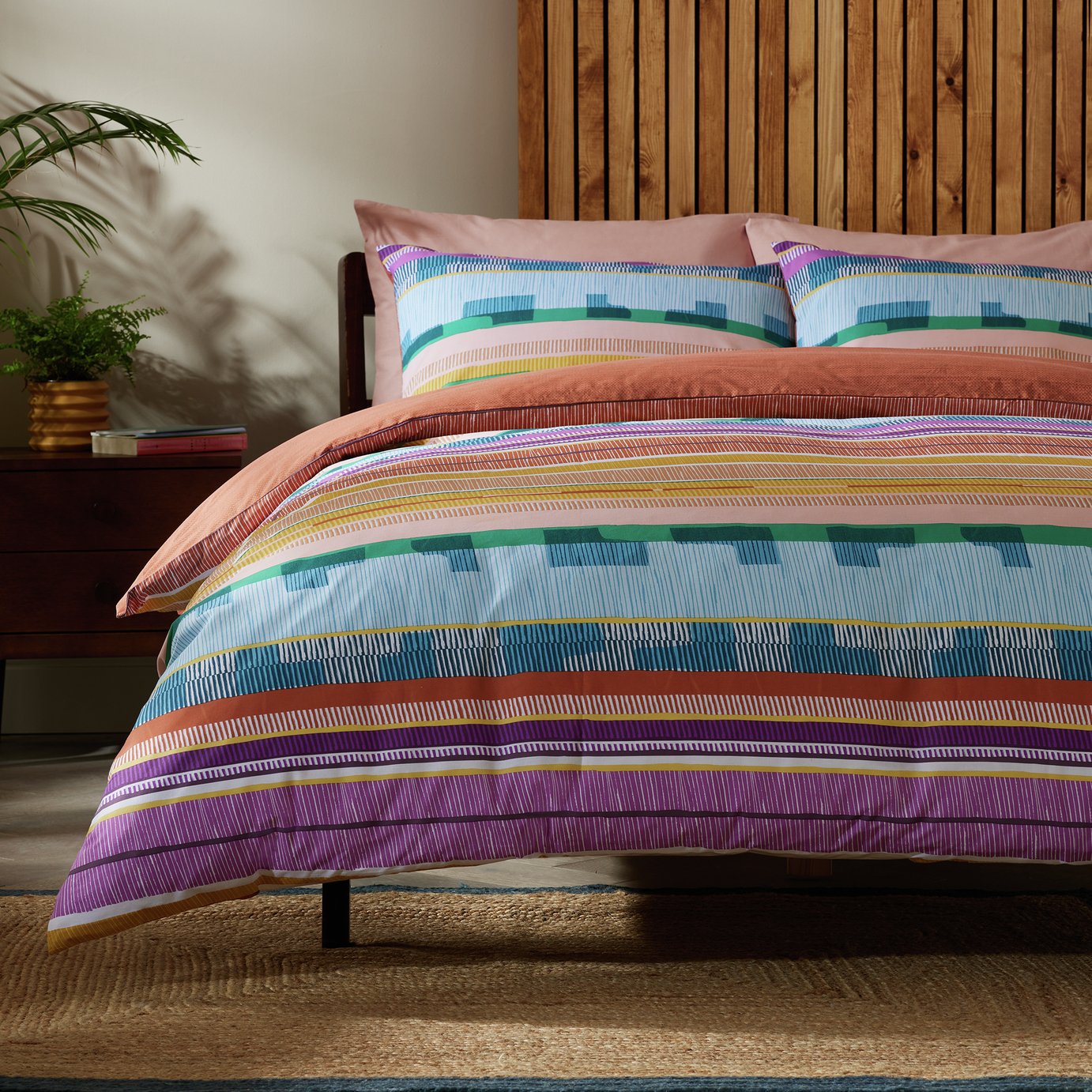Habitat Variegated Stripe Bedding Set - Double
