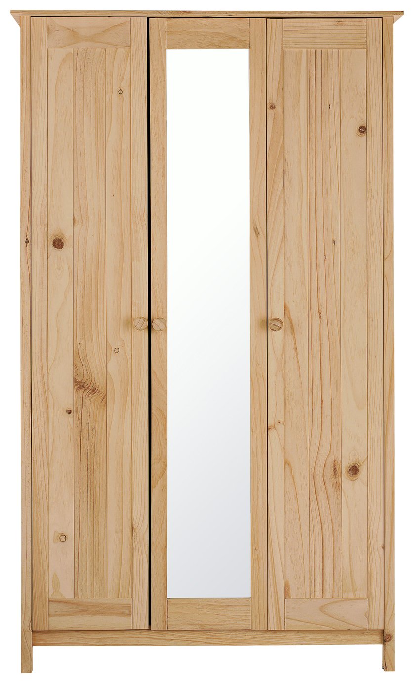 Argos Home New Scandinavia 3 Door Mirrored Wardrobe - Pine